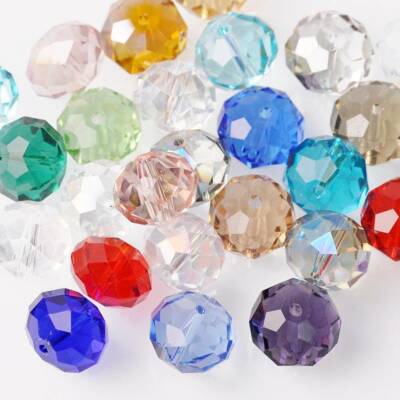 10 Stück 16x12mm Große Rondelle Facettiert Kristall Glas Lose Perlen 50+ Farben