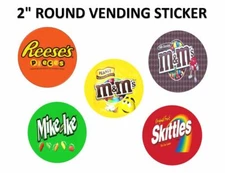5 VENDSTAR 3000 VENDING MACHINE 2" Round CANDY STICKERS LABEL  Free Shipping
