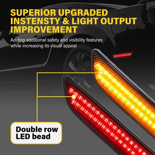 Side Marker Lights Smoked Lens For Ford Mustang 2010-2014 Front & Rear LED 4PCS - Picture 4 of 23