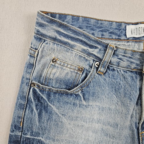 Madison Square Jeans Womens Size M Blue Zip Distressed Denim Mid Rise #1018 - Picture 3 of 12