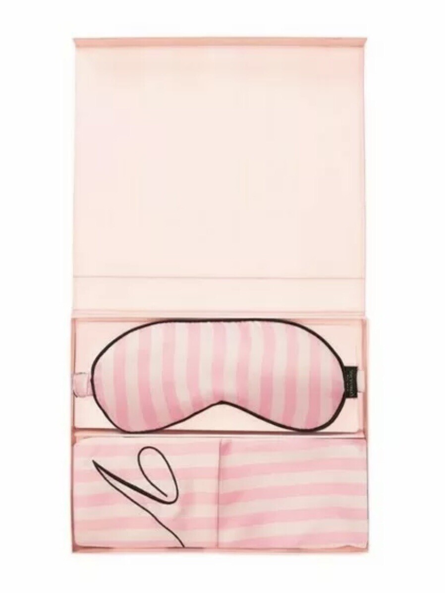 Victorias Secret Satin Pillow Case & Eye Mask Gift Set Signature Stripes eBay
