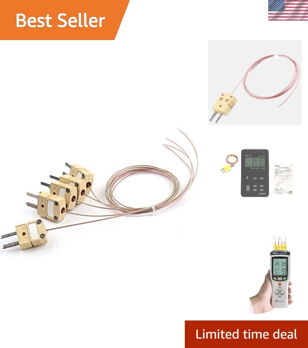 5pcs Pack High Accuracy K Type Mini-Connector Thermocouple Temperature Probe ...
