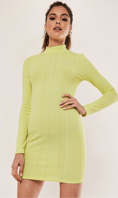 MISGUIDED UK Petite Yellow Ribbed High 