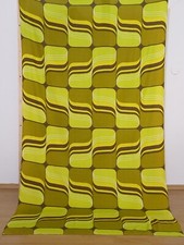 2 vintage fabric curtains green olive Pop Art geometric Mid-Century 60s 70s