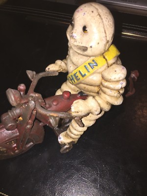 Michelin Tire Man Motorcycle Cast Iron Patina HOTROD Bike Hog Goodyear Collector