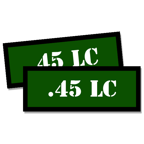 45 LC Ammo Can Stickers Ammunition Gun Case Labels 3 inch  GREEN Decals 2 pack