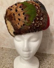 Vintage Jille Original Ladies Pillbox Feathers Exquisite Multicolor Hat, France