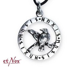 Odins Raben Anhänger Amulett Hugin Munin Talisman Rabe Raven Odin Runen BK1017