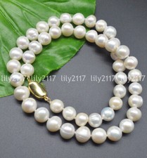 Natural 9-10mm White Akoya Freshwater Real Ba...