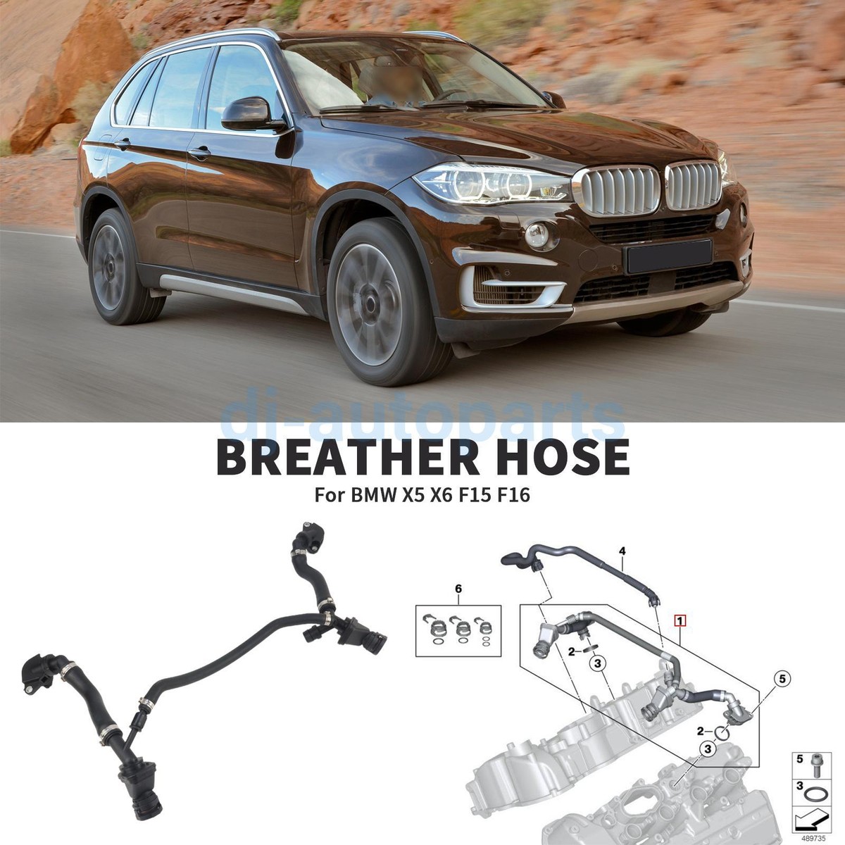 BMW X5 X6 N63 Crankcase Ventilation Pipe PCV Valve Breather Hose
