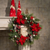 KüNstlicher Weihnachtsstern Rot 6Er Bund Seidenblumen Deko, 6 StüCk