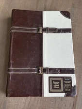 Photo Album Canvas & Faux Leather Ivory Album w/ Buckle Accents 3 Pocket 300 4x6