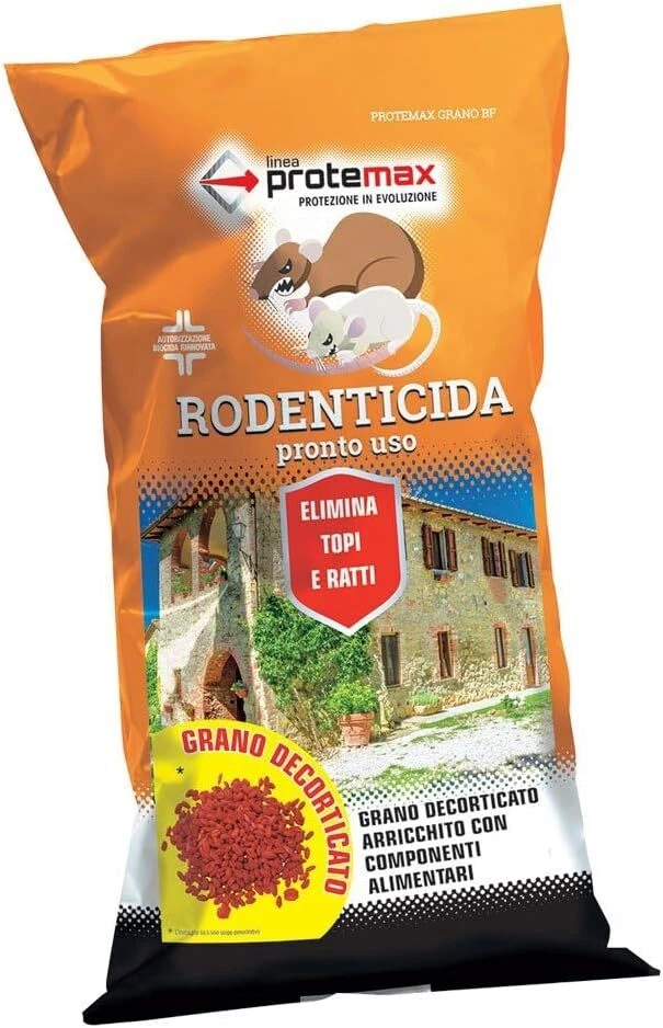 PROTEMAX RODENTICIDA PRONTO ALL'USO ELIMINA TOPI E RATTI IN GRANO PROTE014 1,5KG