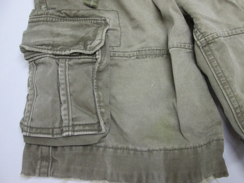 Pantalones Cortos de Denim Abercrombie Juveniles Talla 8 Carga Gris Bolsillos con Corbata Cremallera Logo Informal Foto 3 de 4