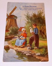 Happy Birthday Postcard TUCKS Little Hollanders #9780A Windmill Model Boat c1910