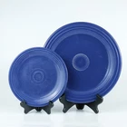 2 Fiestaware Cobalt Blue Mid-Century Plates - 10 3/8" Dinner & 7 3/8" Salad