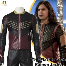 Cisco Ramon's The Flash Reverb Diamond Quilted Cosplay Costume Leather Jacket