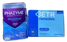 Phazyme Maximum Strength Gas Bloating Relief 250mg 12 Fast Gels Betr 30 Softgels