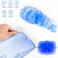 Rectangle Silicone Stretch Lids 6 Pack, Eco-friendly Reusable Food Kitchen