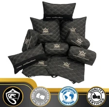 BLACK WITH OFF WHITE DOUBLE DIAMOND VIP INTERIOR Seat Back & Neck PILLOWS SET