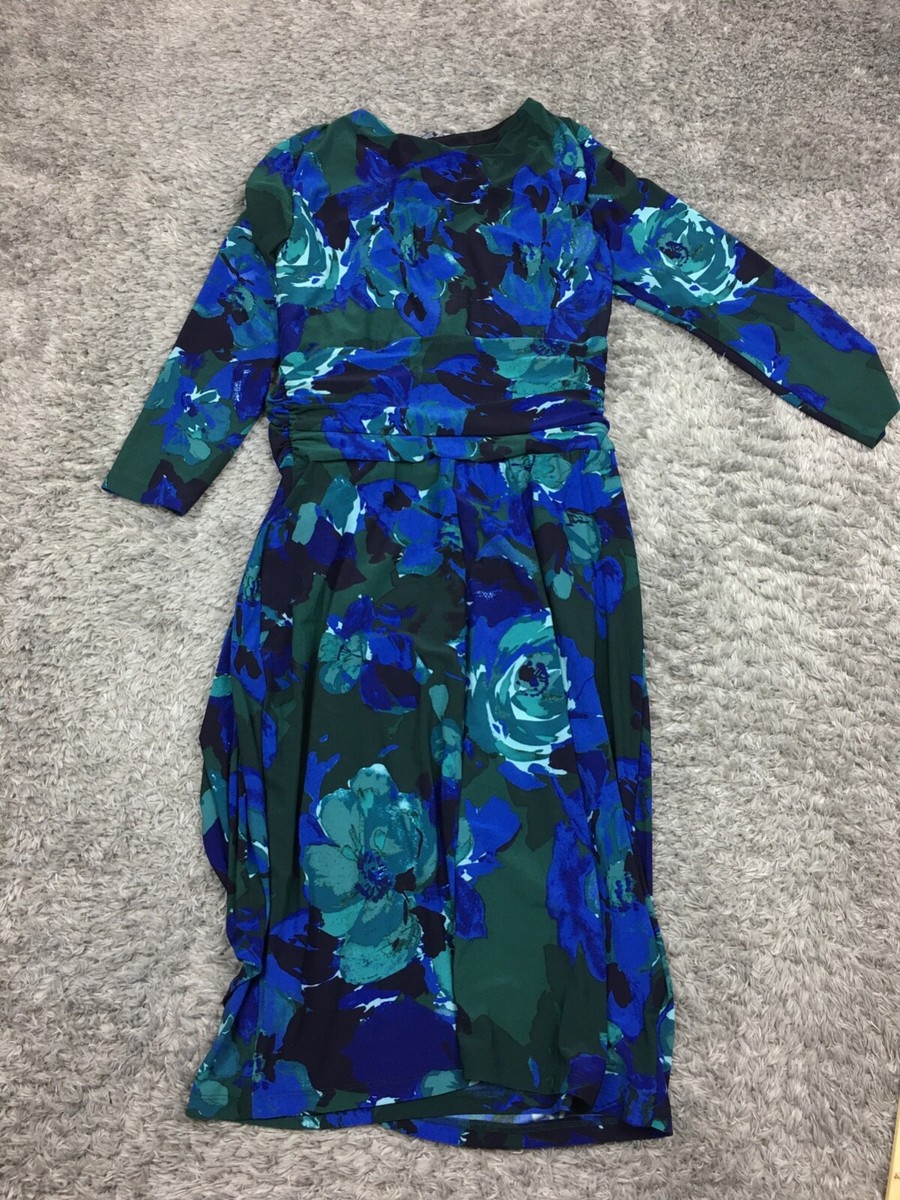 Chaps Ralph Lauren Long Sleeve Dress Womesn Size Small Blue Green Wrap  Stretchy | eBay