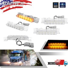 5pack Clear Lens Amber Led Cab Roof Marker Lights For 2003-up Volvo Vnvnl Truck