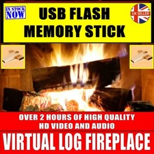 Amazing Virtual Log Fire Place Experience HD Video for TV/Laptop/PC on USB Stick