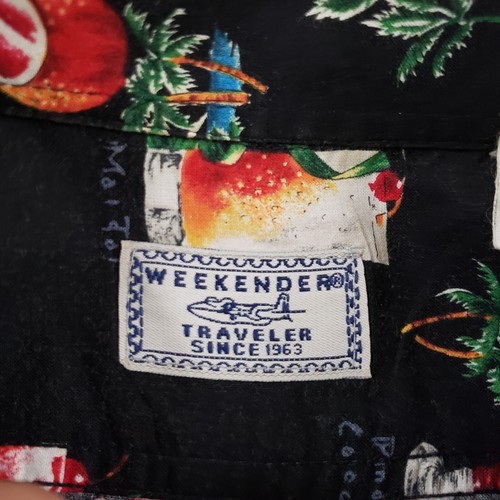 VINTAGE Weekender Traveler Hemd Herren 2XL XXL schwarz Hawaii Camp Cocktail Getränke - Bild 4 von 12