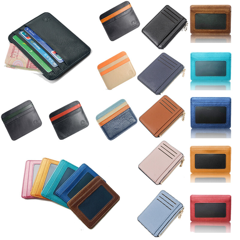 Genuine Leather Slim Minimalist Card Holder Wallet RFID Blocking-image