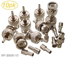 10-Pack BNC Male Crimp/Solder Type RF Connector for RG316/RG174/LMR100 Coax wire