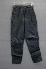 VTG Genuine Leather Saks Fifth Avenue Pants Black, Womens Petite Pull On