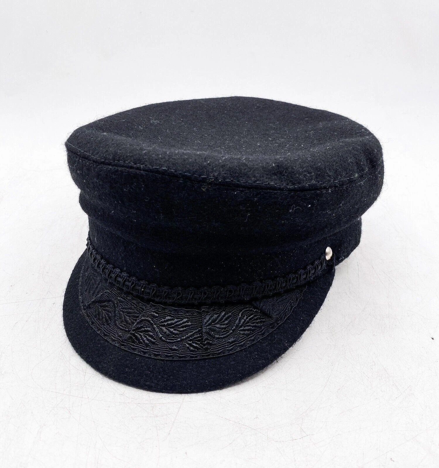 Yves Saint Laurent Fisherman’s Hat Size 7 a8 01 Black Lace Wool Logo Paris VTG
