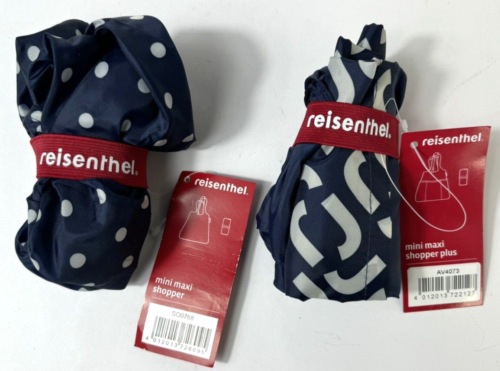 2x Reisenthel mini maxi shopper / plus shopping bag 15L / 20L Navy blue NEW - Picture 1 of 2
