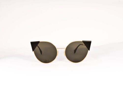Gafas de sol Fendi FF0190/S 0002M auténticas para mujer de metal dorado ojo de gato hechas en Italia