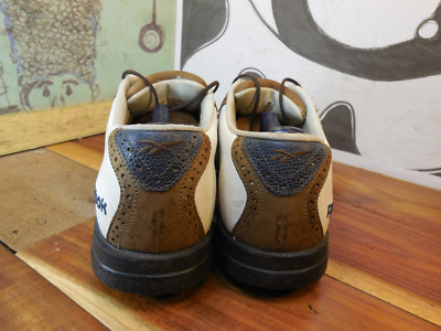 Reebok White & Brown Leather Saddle Oxford Golf Shoes Men display picture 2
