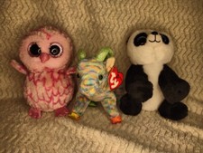 Ty Beanie Babies Bundle Of 3 Pinky The Owl Baboo The Panda Zodiac The Goat