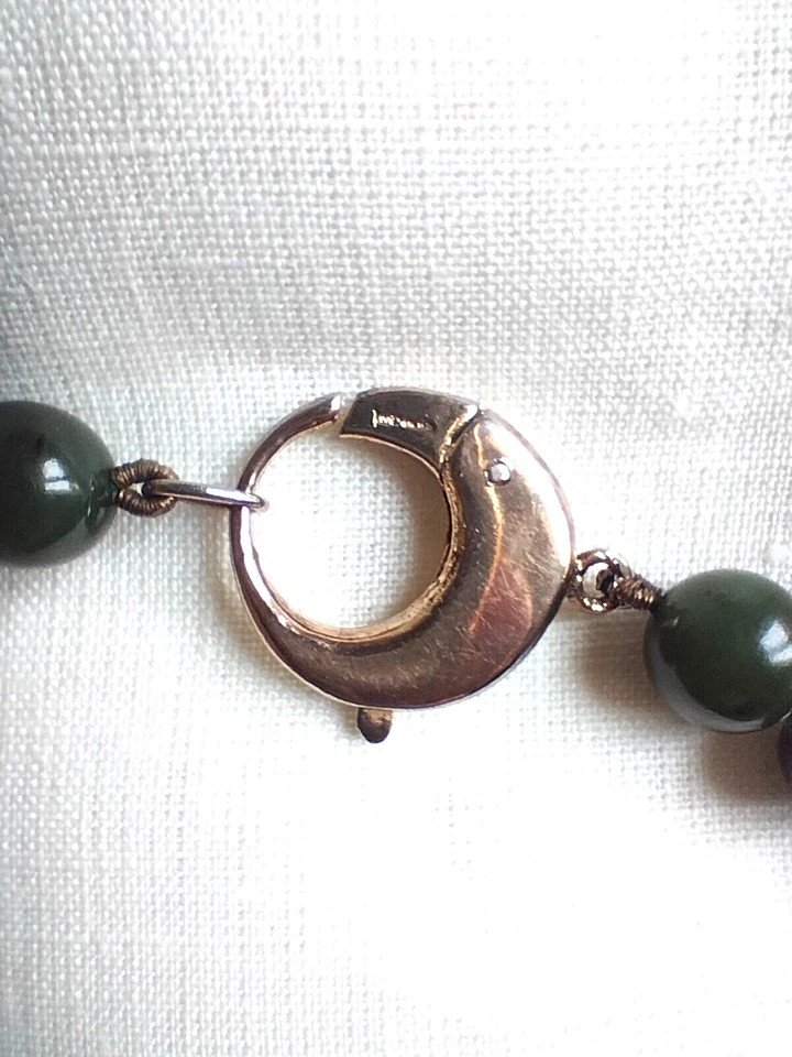 COLLANA DI GIADA - ANNI '50 - CON CHIUSURA IN ARGENTO - MANUFATTO ARTIGIANALE - - Immagine 3 di 4