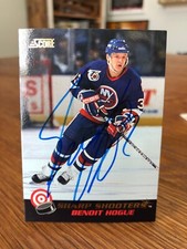 1992-93 SCORE #21 BENOIT HOGUE SIGNED AUTOGRAPHED SHARP SHOOTERS CARD