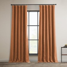 Faux Linen Textured Room Darkening Curtains for Bedroom 84 Inches Long 1 Panel