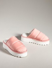 Anthropologie pink puffy platform slide slippers size L 10-11 MSRP 68.00