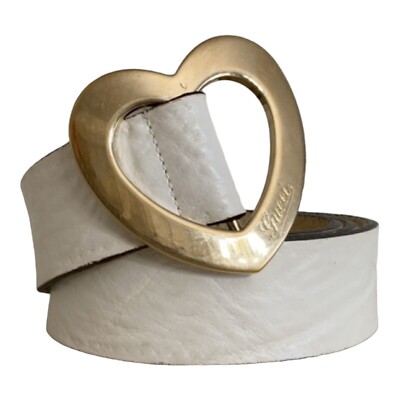 Heart-Shaped Silver Buckle Cream Belt Antique Silver Engraved Heart Buckle Genuine Full Grain  main image 4