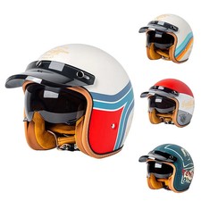 Open Face Helmet DOT Retro 3/4 Motorcycle Jet Helmet ABS Shell Safty Cap