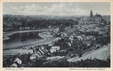 AK Meißen (01662), Blick von der Elbe ins Tr...