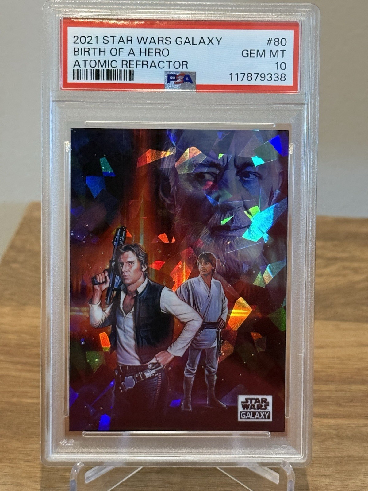 2021 Topps Chrome Star Wars Galaxy #80 Birth of a Hero Atomic /150 PSA 10