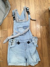 The Mumsie Betty Blue Denim Short All Overall Baby wearing Medium Maternity