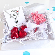 Birthday Gift Hamper For Her Mum Sister Wife Card Necklace Chocolates Flowers