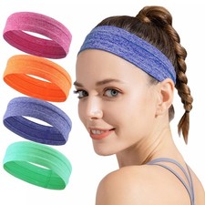 Non-Slip Workout Headbands, Elastic Sweatband Hairbands with Silicone Grip fo...