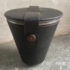 4 Nesting Vintage Ria Denmark Stainless Steel Stirrup Cups Vantage Leather Case
