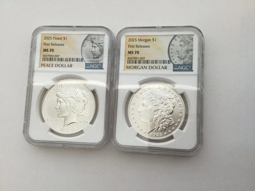 2025 MORGAN & PEACE Silver Dollar NGC MS70 2pc Set FIRST RELEASE