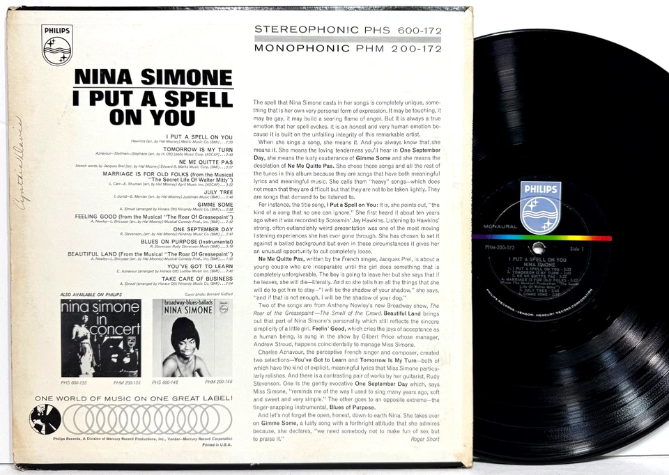 Nina Simone I Put A Spell On You MONO Philips PHM-200-172 LP Vinyl Record Album - Image 2 of 4